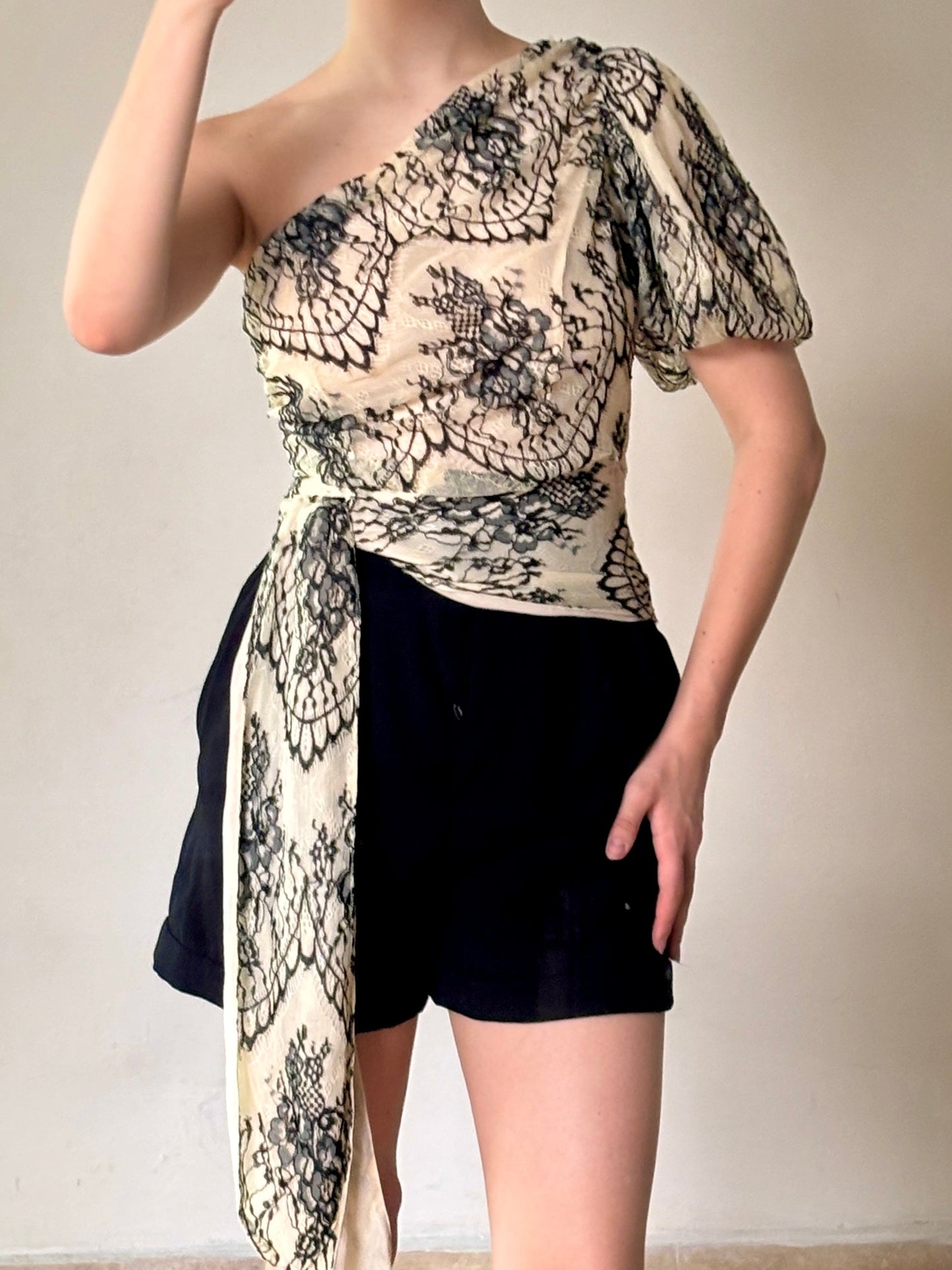Anthropologie Dolan One-Shoulder Lace Top