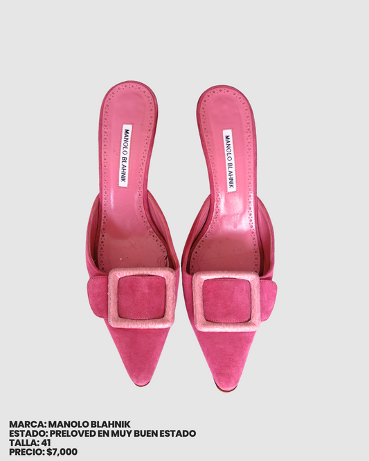 Manolo Blahnik Maysale mules en pink suede